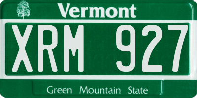 VT license plate XRM927