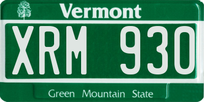 VT license plate XRM930