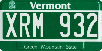 VT license plate XRM932