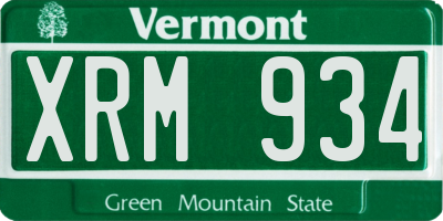VT license plate XRM934