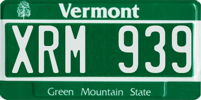 VT license plate XRM939