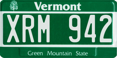 VT license plate XRM942