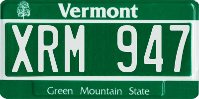 VT license plate XRM947