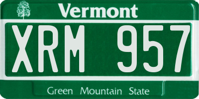 VT license plate XRM957