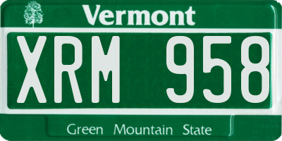 VT license plate XRM958