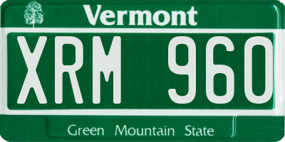 VT license plate XRM960