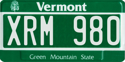VT license plate XRM980