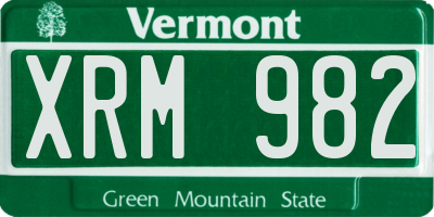 VT license plate XRM982