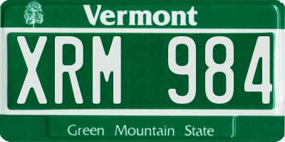 VT license plate XRM984