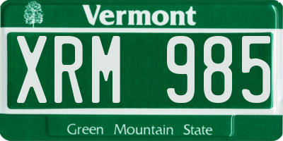 VT license plate XRM985