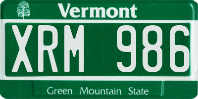 VT license plate XRM986