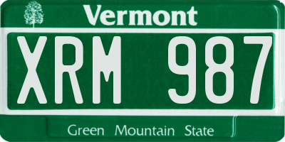 VT license plate XRM987