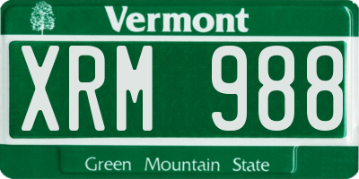 VT license plate XRM988