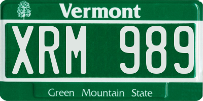 VT license plate XRM989