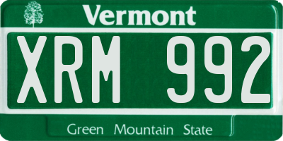 VT license plate XRM992