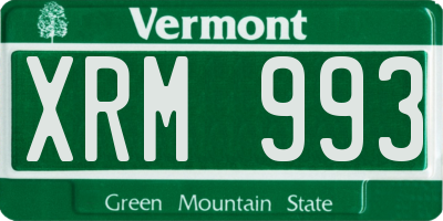 VT license plate XRM993
