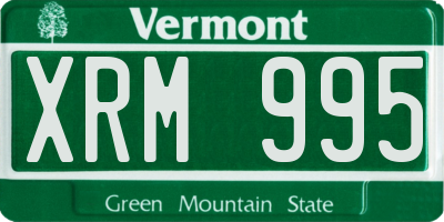 VT license plate XRM995