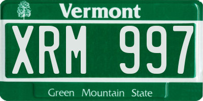 VT license plate XRM997