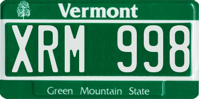 VT license plate XRM998