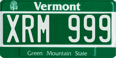 VT license plate XRM999