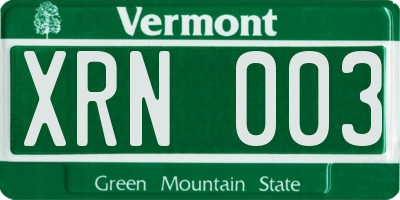 VT license plate XRN003
