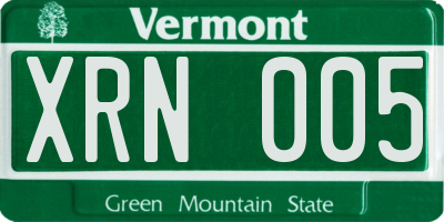 VT license plate XRN005