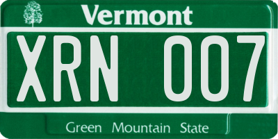 VT license plate XRN007