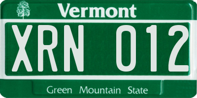 VT license plate XRN012
