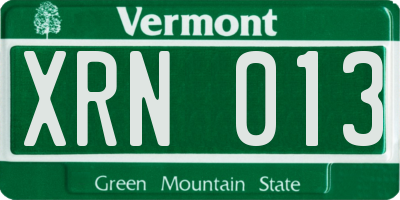 VT license plate XRN013
