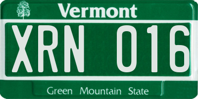 VT license plate XRN016