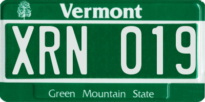 VT license plate XRN019