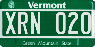 VT license plate XRN020