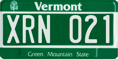 VT license plate XRN021