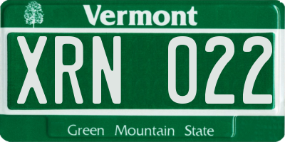 VT license plate XRN022