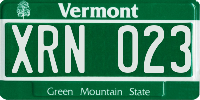 VT license plate XRN023