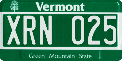 VT license plate XRN025