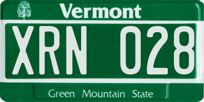 VT license plate XRN028