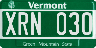 VT license plate XRN030