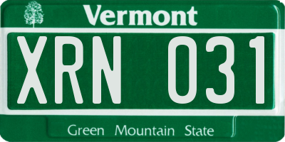 VT license plate XRN031