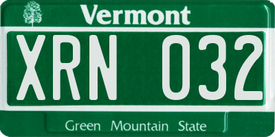 VT license plate XRN032