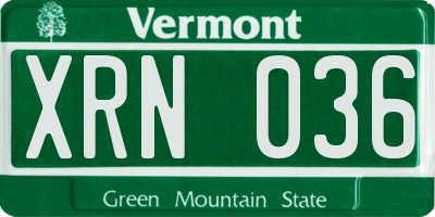 VT license plate XRN036