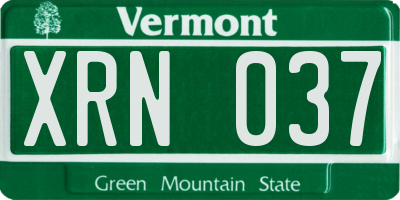 VT license plate XRN037