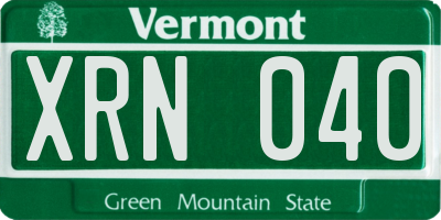 VT license plate XRN040