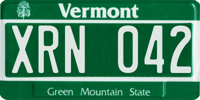 VT license plate XRN042