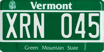 VT license plate XRN045