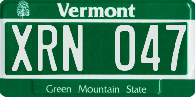 VT license plate XRN047