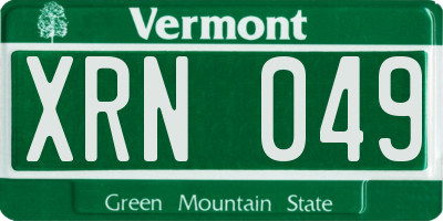 VT license plate XRN049