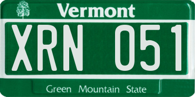 VT license plate XRN051