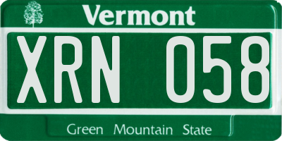 VT license plate XRN058