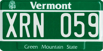 VT license plate XRN059